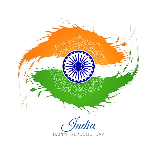 Vecteur gratuit thème du drapeau indien fond grunge jour de la république