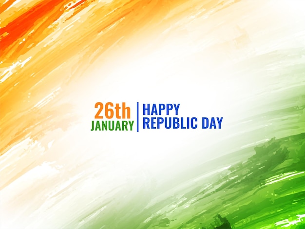 Vecteur gratuit thème du drapeau indien moderne journée de la république 26 janvier arrière-plan en aquarelle
