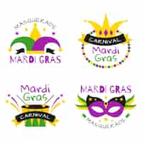 Vecteur gratuit thème du mardi gras pour la collection de badges