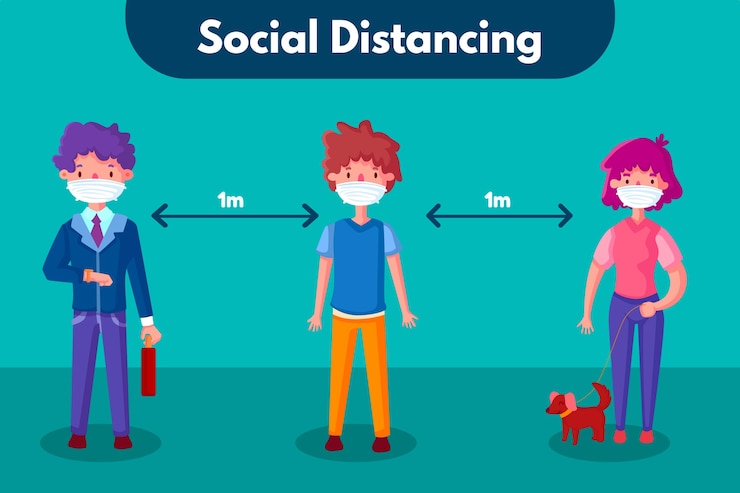 Vecteur gratuit thème du modèle d'infographie de distanciation sociale