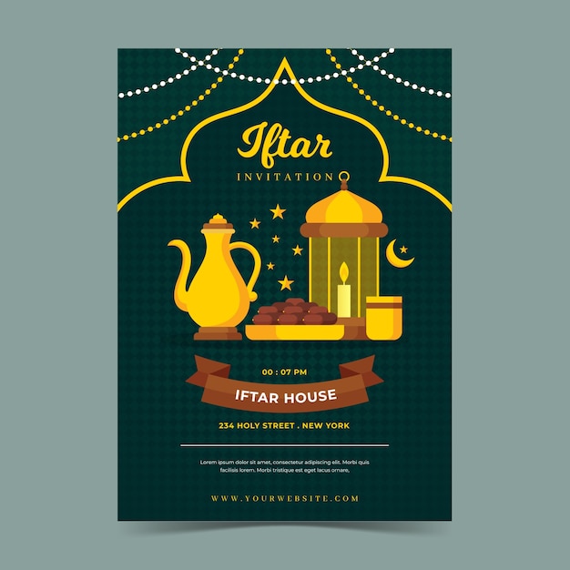 Thème du modèle d'invitation iftar