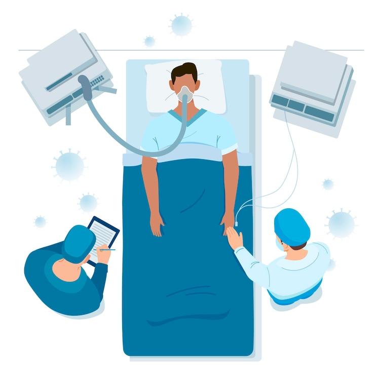Vecteur gratuit thème du patient critique pour le coronavirus