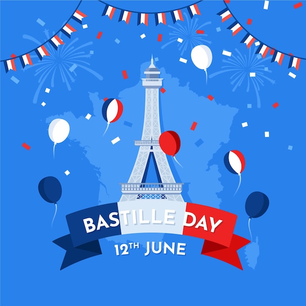 Vecteur gratuit thème de l'événement du 14 juillet