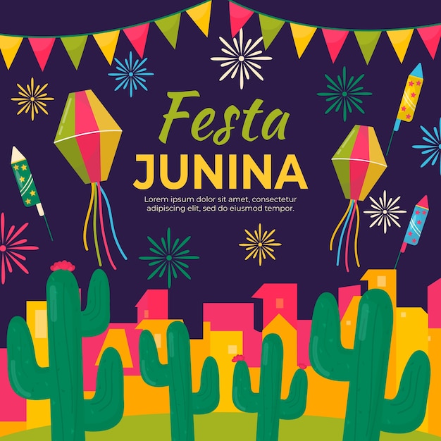 Vecteur gratuit thème festa junina design plat