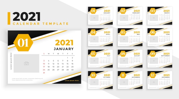 Thème Jaune Modèle De Calendrier Abstrait Nouvel An