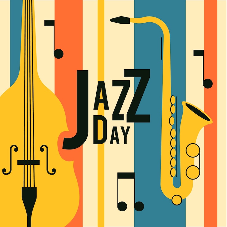 Vecteur gratuit thème de la journée internationale du jazz vintage
