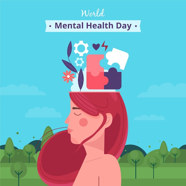 Vecteur gratuit thème de la journée mondiale de la santé mentale