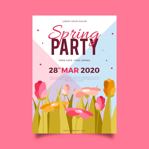 Thème De Modèle De Flyer De Fête De Printemps Design Plat