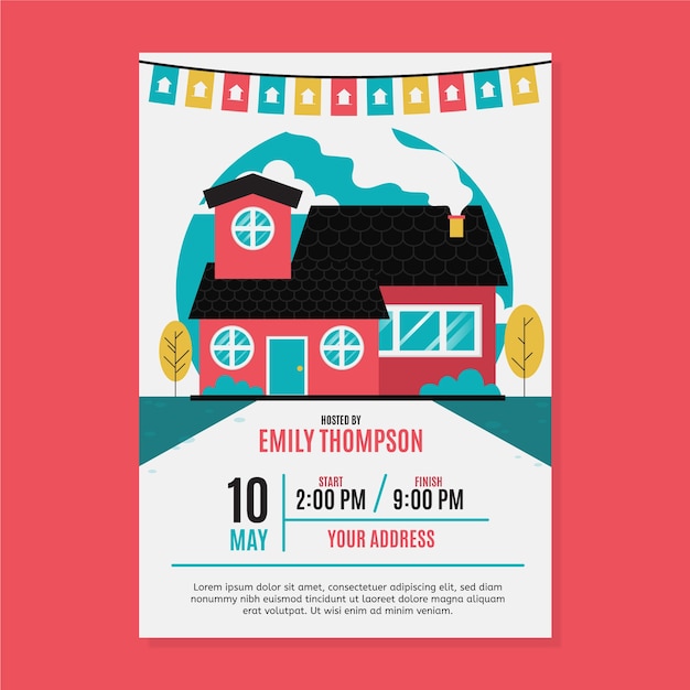 Thème De Modèle D'invitation De Fête De Pendaison De Crémaillère