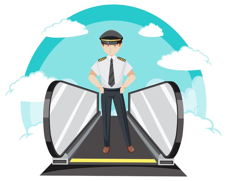 Vecteur gratuit thème de vacances de voyage pilote heureux