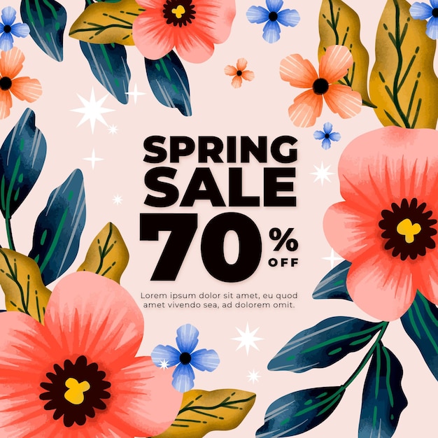 Thème de vente de printemps aquarelle