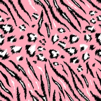 Tigre léopard texture motif animal sans soudure. fond de tissu rayé fourrure de peau d'animaux sauvages. impression de conception abstraite de mode rose pour papier peint, décor. illustration vectorielle