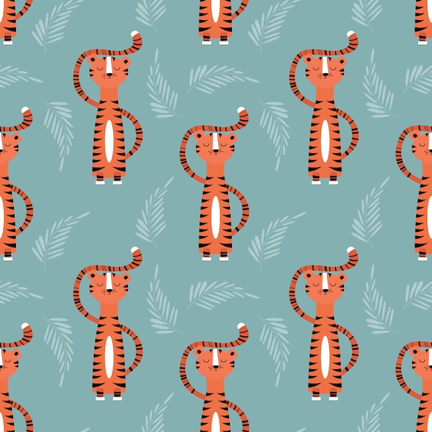 Vecteur gratuit tigres design pattern
