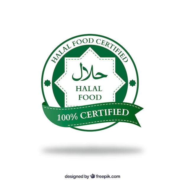 Vecteur gratuit timbre halal moderne avec un design plat