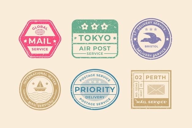 Vecteur gratuit timbre postal design plat