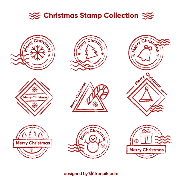 Timbres De Noël En Couleur Rouge