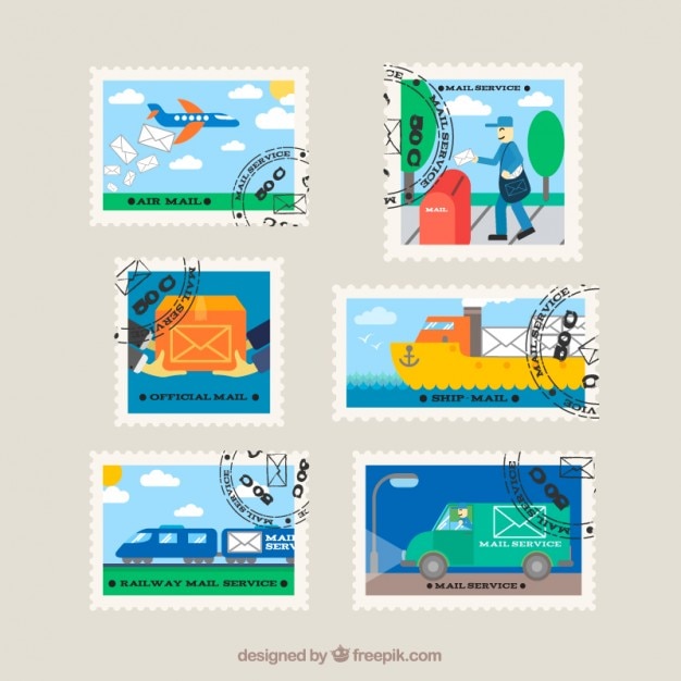 Vecteur gratuit timbres de service postal