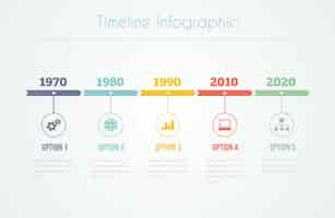 Vecteur gratuit timeline infographic avec diagrammes et texte en cinq étapes