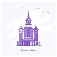 Vecteur gratuit timisoara orthodax point de repère ligne pointillée violette