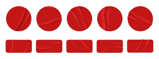 Étiquette adhésive froissée de texture de papier autocollant rouge
