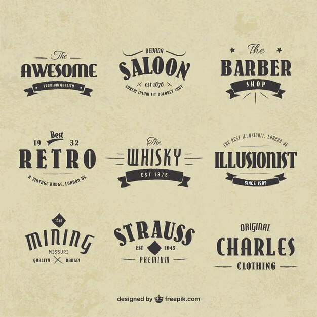 Étiquettes typographiques Retro