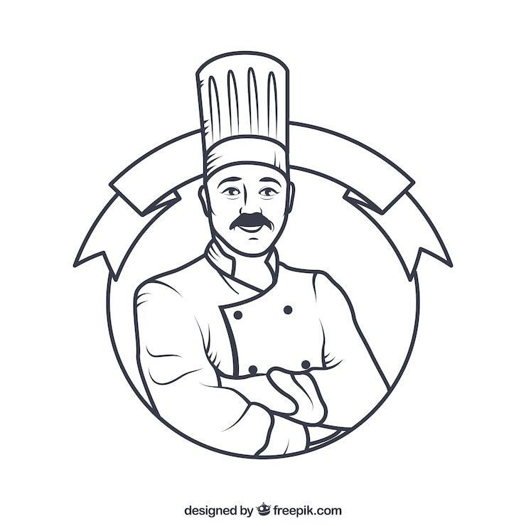 Vecteur gratuit tiré par la main insigne chef