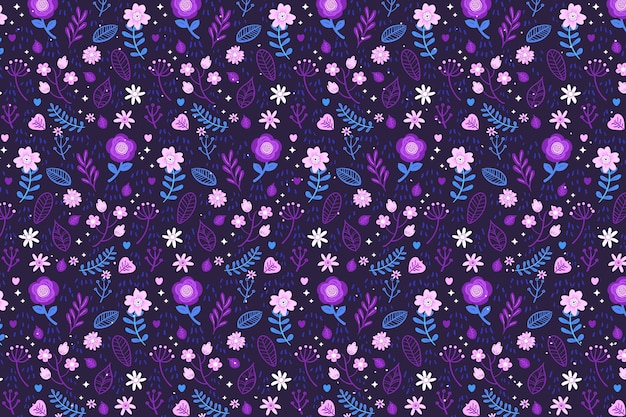 Tissu Textile Avec Des Fleurs Ditsy Sur Fond De Tons Violets