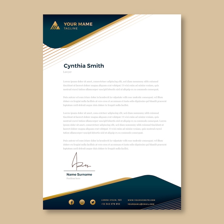 Vecteur gratuit titre de lettre du cabinet d'avocats de luxe gradient
