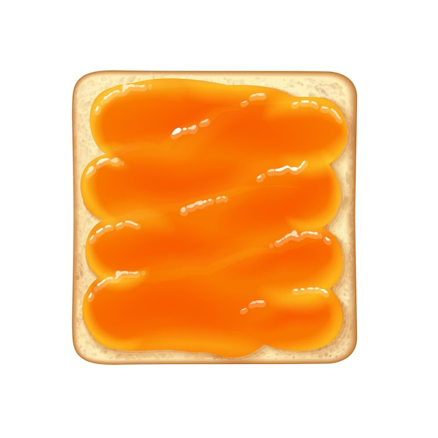 Toast de blé de petit déjeuner réaliste avec du miel sur illustration vectorielle fond blanc