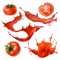 Vecteur gratuit tomates baies et jus