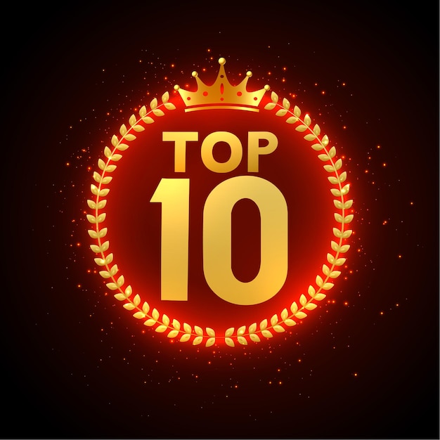 Top 10 Award en or avec couronne