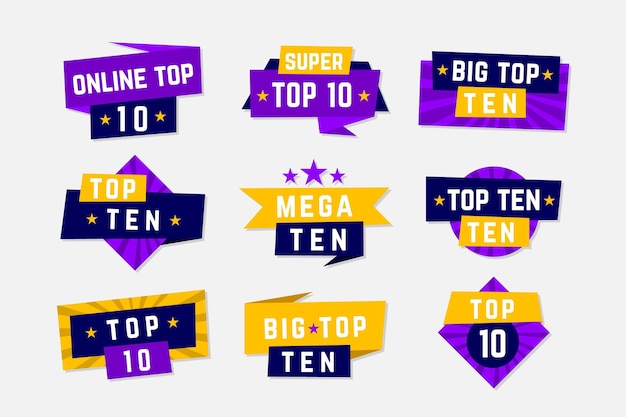 Vecteur gratuit top 10 des badges