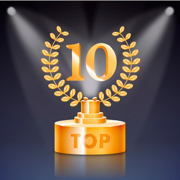 Vecteur gratuit top 10 du prix du meilleur podium