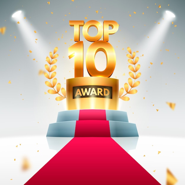 Vecteur gratuit top 10 des prix du meilleur podium