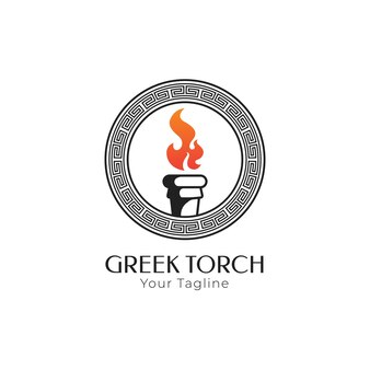 Torche grecque et modèle de conception de logo de feu