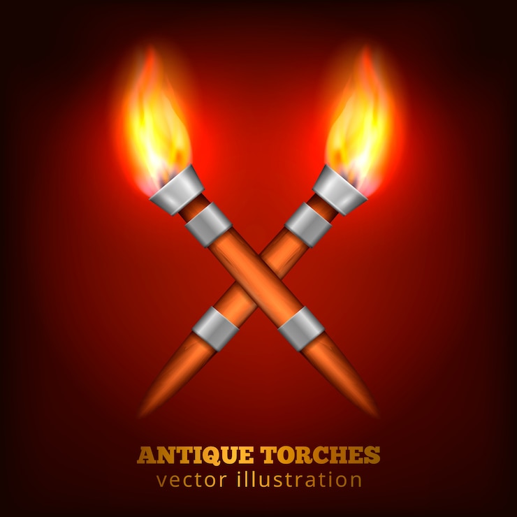 Vecteur gratuit torches antiques réalistes