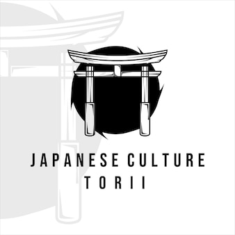 Torii gate dessin au trait vintage minimaliste vecteur logo illustration modèle conception culture japonaise