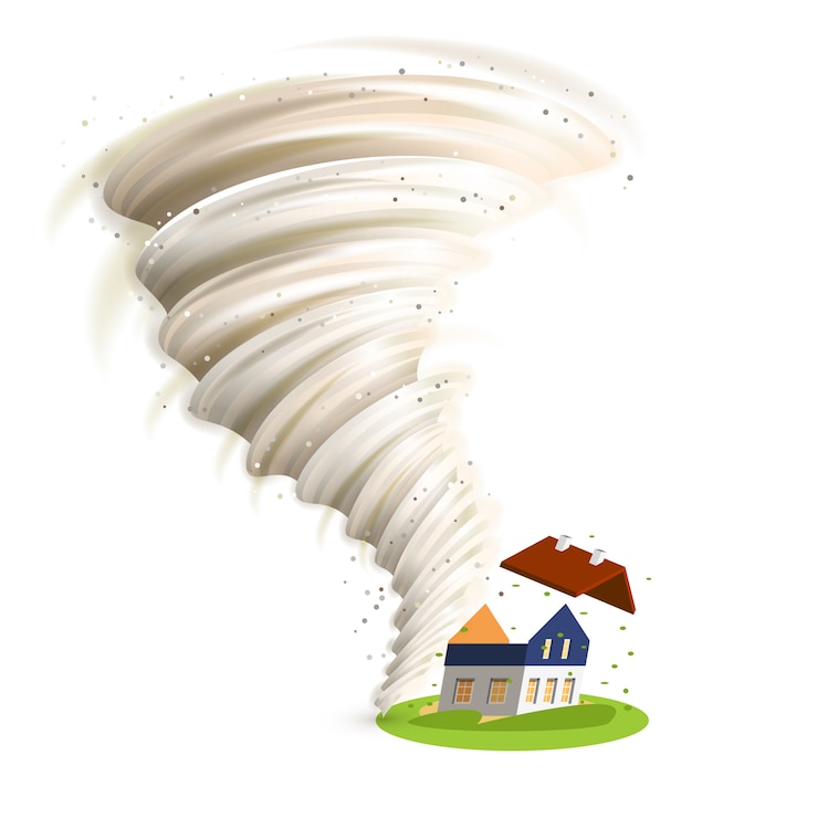 Vecteur gratuit tornado damages house