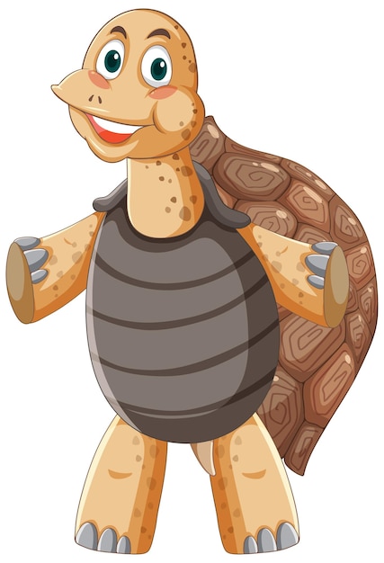 Tortue Avec Personnage De Dessin Animé De Carapace Brune