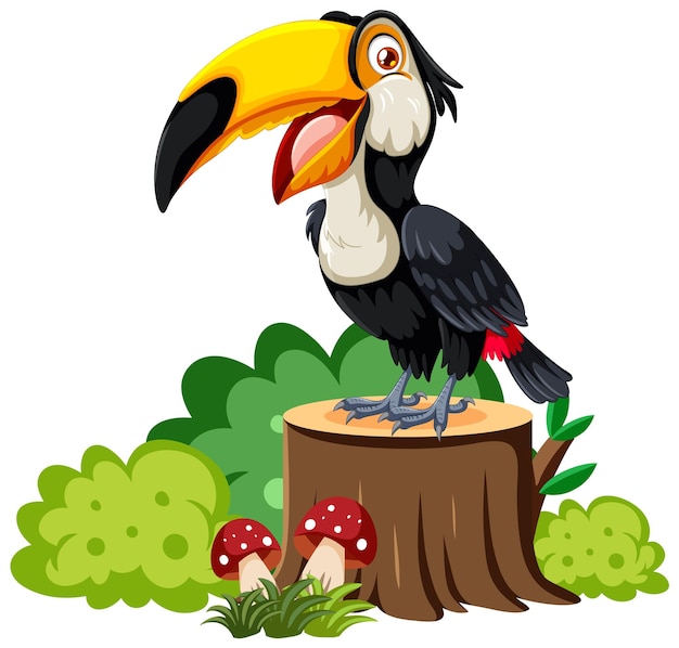 Le Toucan Coloré Sur Une Souche De Forêt