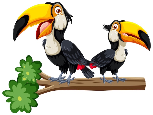 Vecteur gratuit des toucans colorés sur une illustration de branche