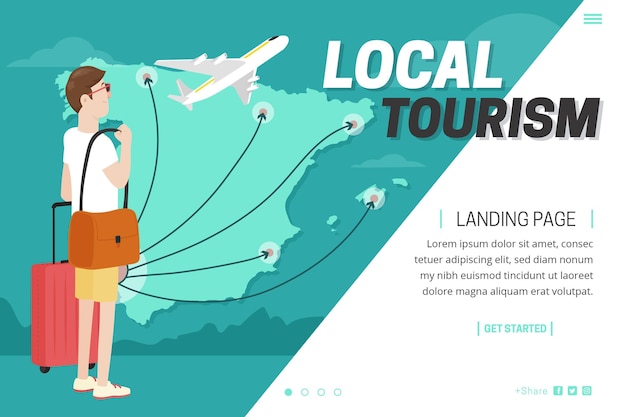 Vecteur gratuit tourisme local - page de destination