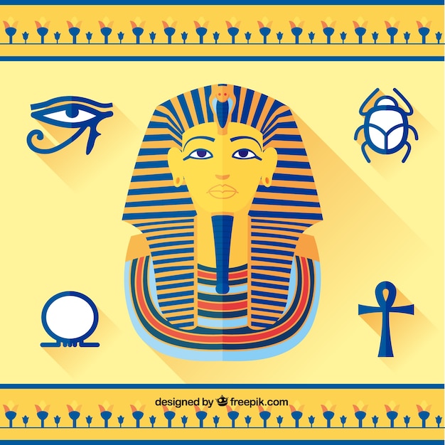 Vecteur gratuit toutankhamon et éléments égyptiens