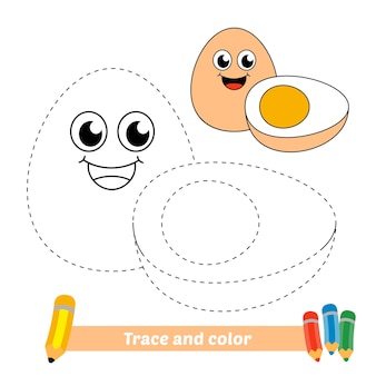 Trace et couleur pour les enfants, vecteur d'oeufs entiers