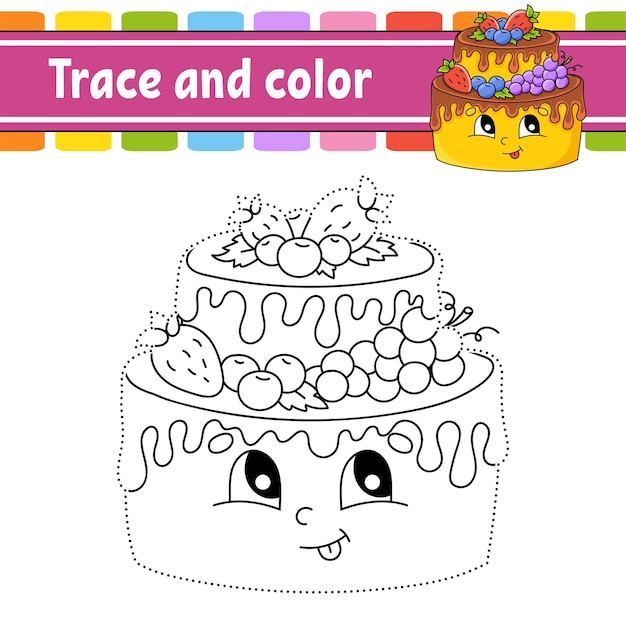 Tracer Et Colorier Theme D Anniversaire Coloriage Pour Enfants Vecteur Premium Tracer Et Colorier Theme D Anniversaire Coloriage Pour Enfants Vecteur Premium