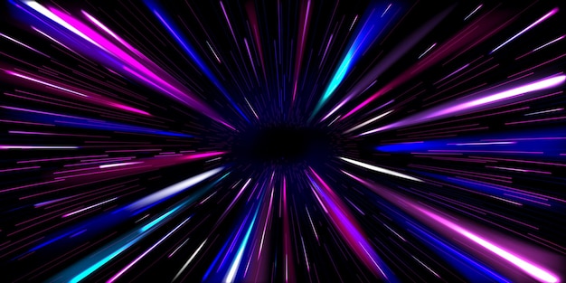 Vecteur gratuit traces lumineuses abstraites bleu néon et violet