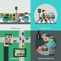 Vecteur gratuit traffic concept set