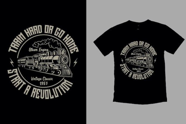 Trains Tshirt Design For Typographie Trains T-shirt Vecteur Premium