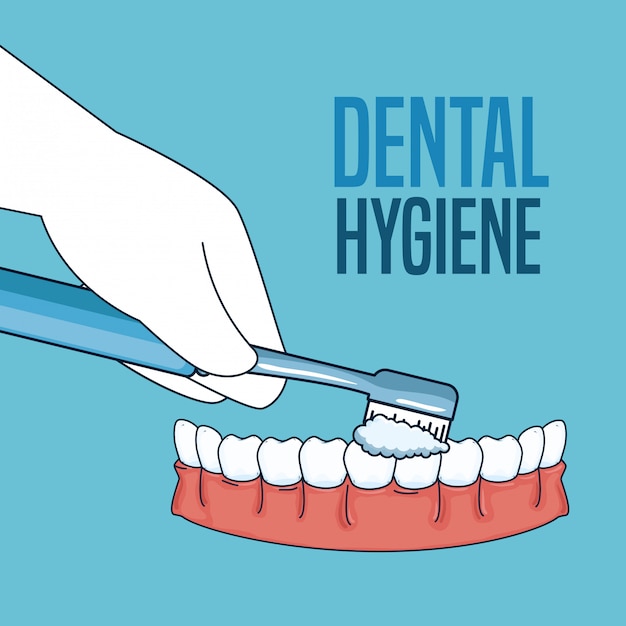 Vecteur gratuit traitement d'hygiène des dents avec une brosse à dents