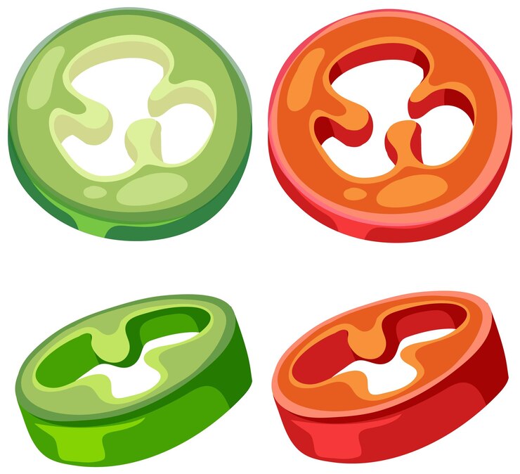 Vecteur gratuit des tranches de poivre aux couleurs vives
